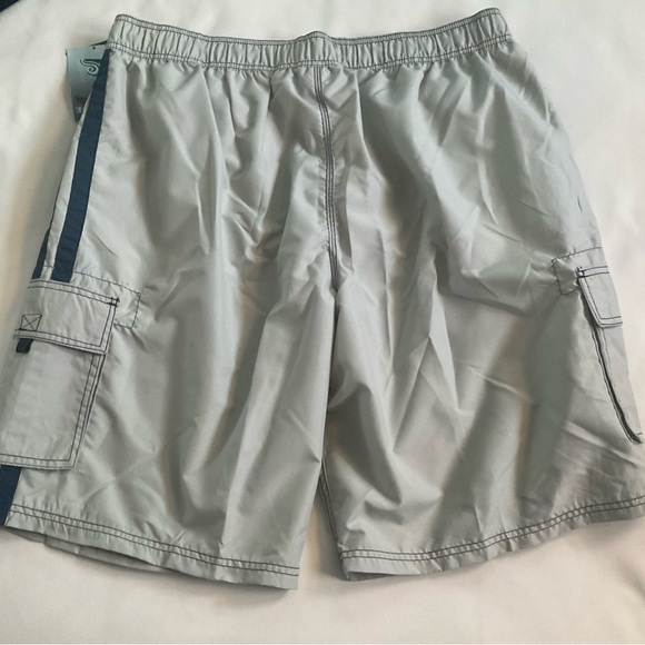 Kanu Surf Board Shorts Silver Swim Beach Cargo Pockets Lined Drawstring XXL - Picture 2 of 8